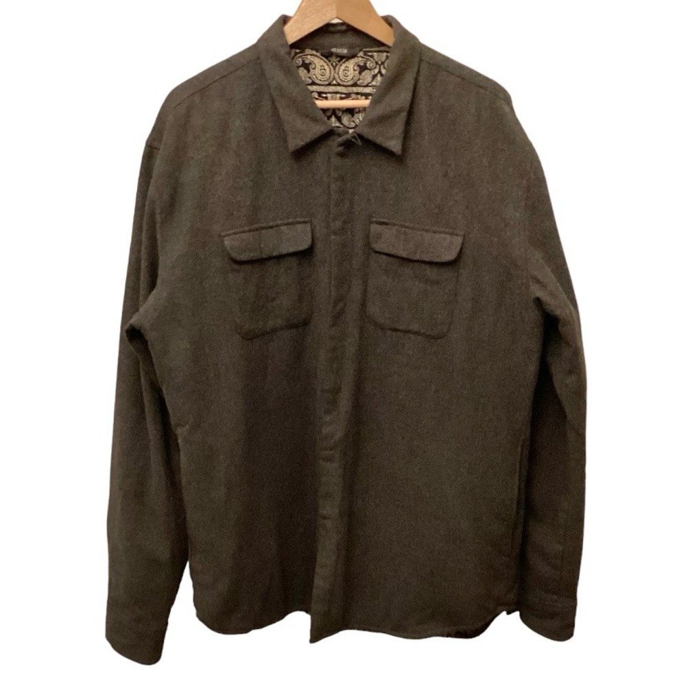 KR3W Krew Shirt Jacket Shacket Wool Blend Snap Front Gray Mens XXL Quilted Lined